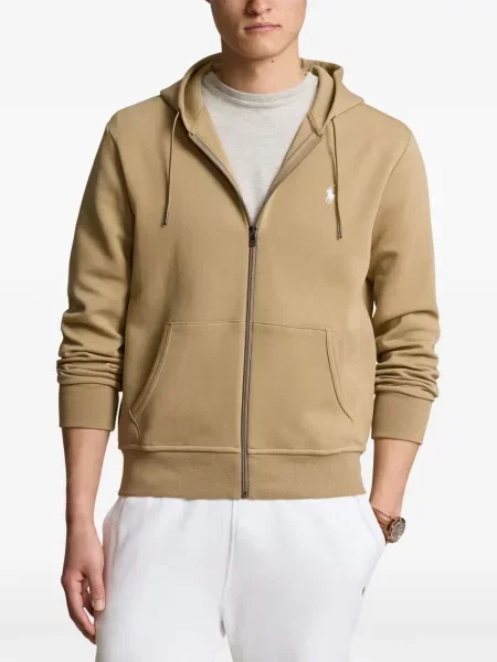 Tricou polo Polo Ralph Lauren cu glugă cu blană cu broderie roșu