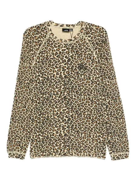 Hanorac Stüssy cu imagine cu model leopard maro