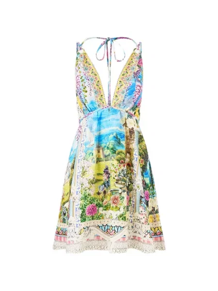 Rochie Camilla evazată de costum albastru