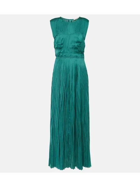 Rochie Ulla Johnson din satin plisată verde