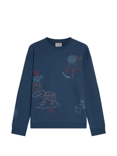 Pulover Scotch & Soda cu decolteu rotund albastru