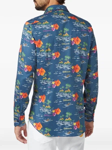 Риза с флорален принт Billionaire на цветя с принт синьо