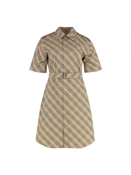 Mała mały sukienka koszulowa Burberry w kratkę beżowa