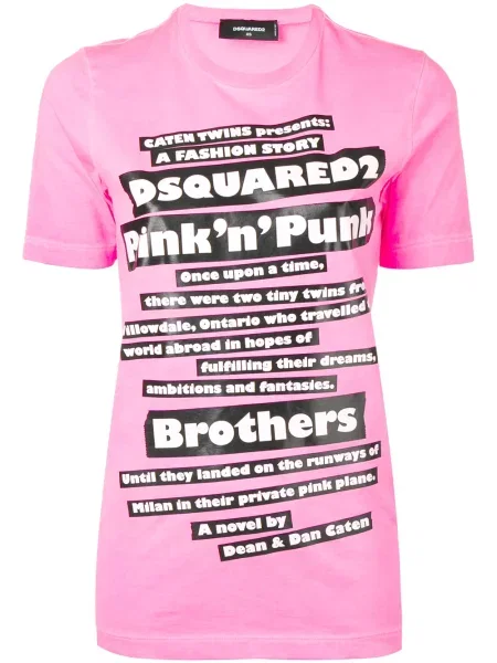 Scurt tricou Dsquared2 cu imagine roz