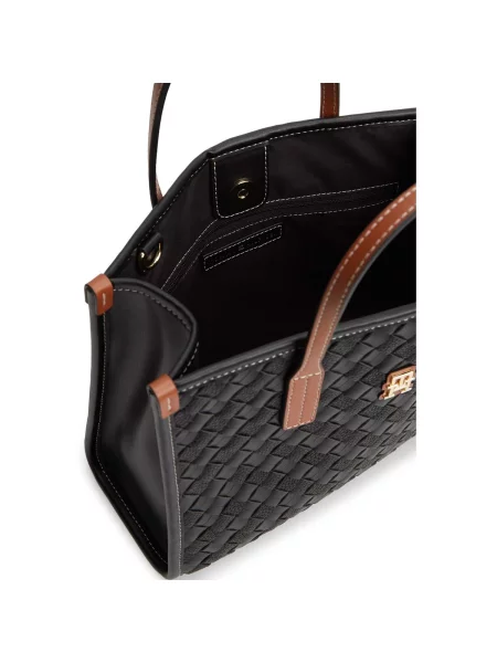 Geantă shopper Tommy Hilfiger din piele negru