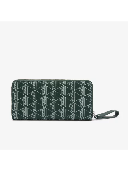 Lacoste Portfel Z Nadrukiem Monogramu Zapinany Na zielony