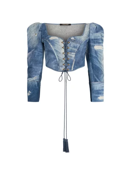 Top Roberto Cavalli tip corset albastru