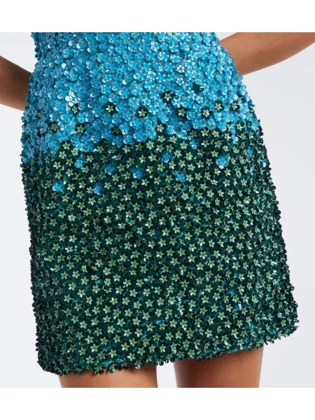 Rochie La Fuori de mătase cu model floral verde
