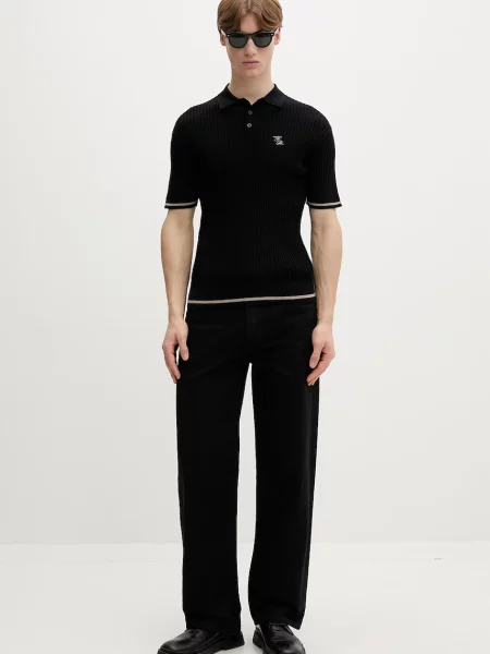 Filling Pieces póló Fine Knit Polo fekete