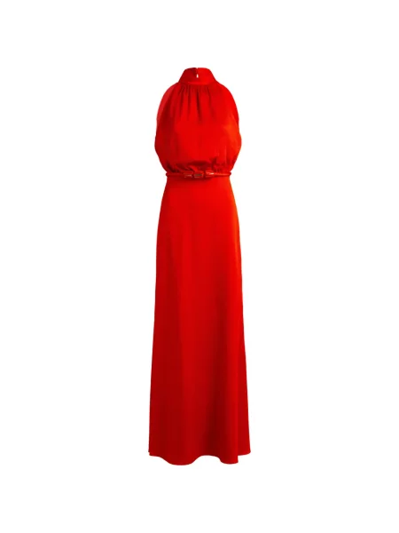 Cu centură rochie maxi Silvia Tcherassi cu gât halter portocaliu