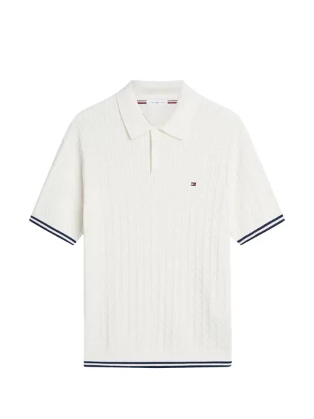 Tricou polo Tommy Hilfiger tricotate alb