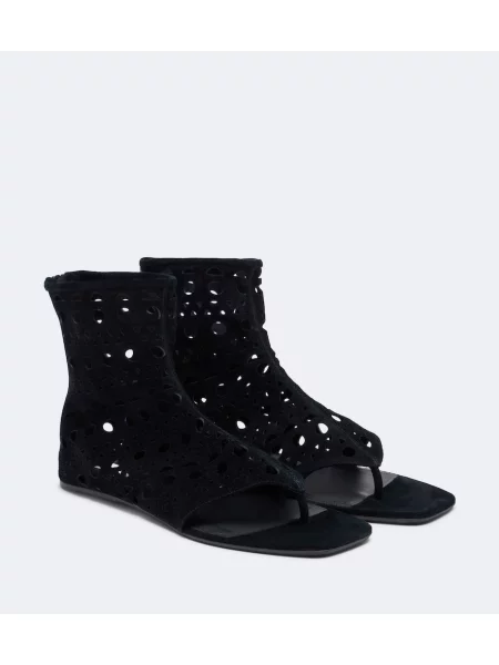 Chiloți tanga Alaïa din piele de căprioară negru