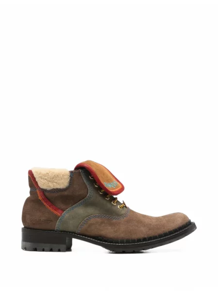 Botine Dsquared2 cu șireturi din dantelă maro