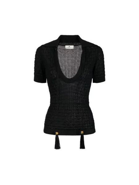 Lniana bluzka Elisabetta Franchi czarna