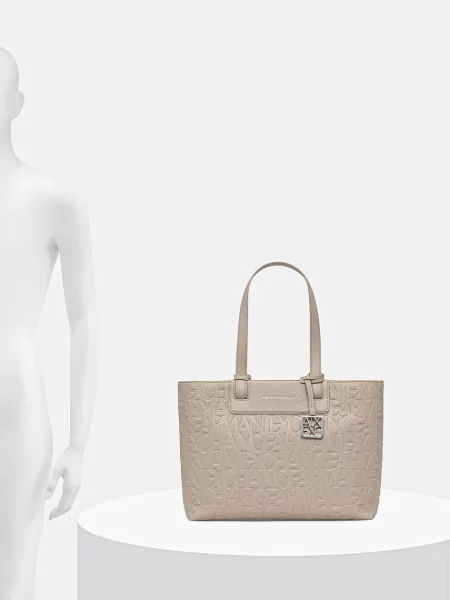 Műbőr shopper táska Armani Exchange bézs