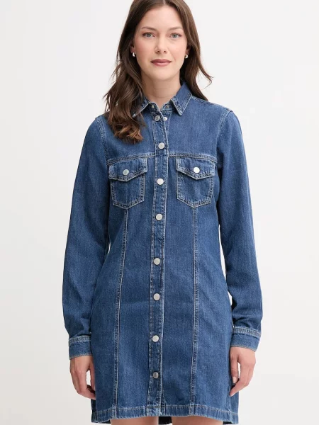 Pepe Jeans rochie jeans mini drept albastru