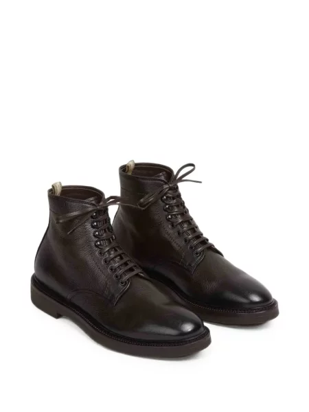 Botine Officine Creative cu șireturi din piele maro