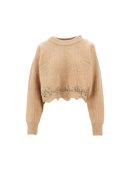 Krótki sweter Chloe z kaszmiru beżowy