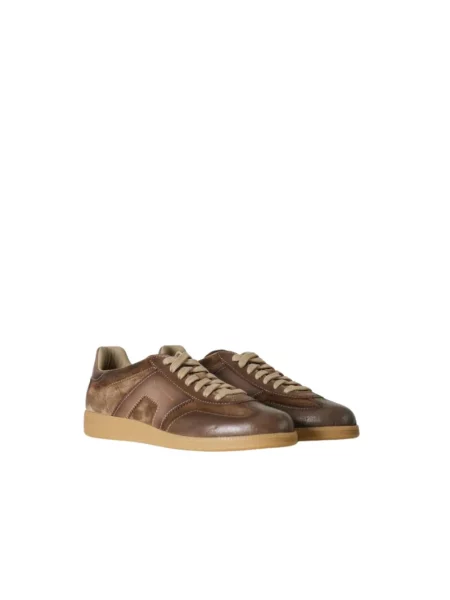 Sneakersy Santoni skórzane brązowe