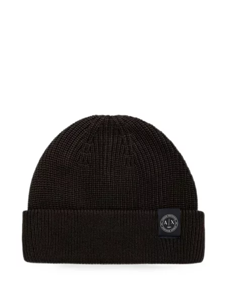 Căciulă Armani Exchange tricotate cu autograf maro