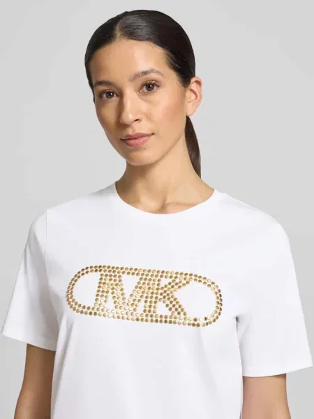 T-shirt z logo i okrągłym dekoltem Michael Michael Kors biała