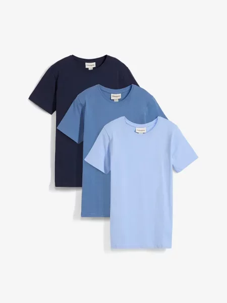 T-shirt z czystej bawełny zestaw 3 szt. niebieska