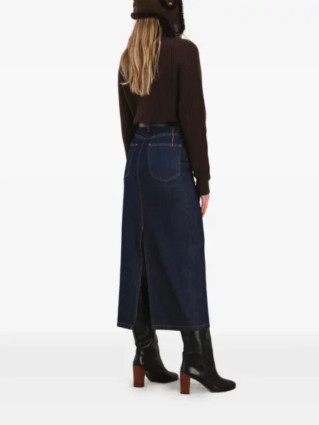 Fustă din denim Fortela cu crăpătură albastru