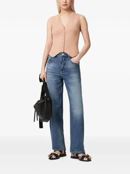 Top Allsaints tricotate cu decolteu în V roz