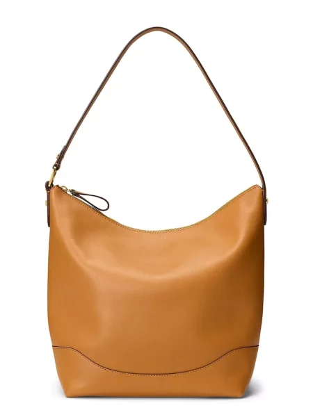 Kožená kabelka Lauren Ralph Lauren hnedá