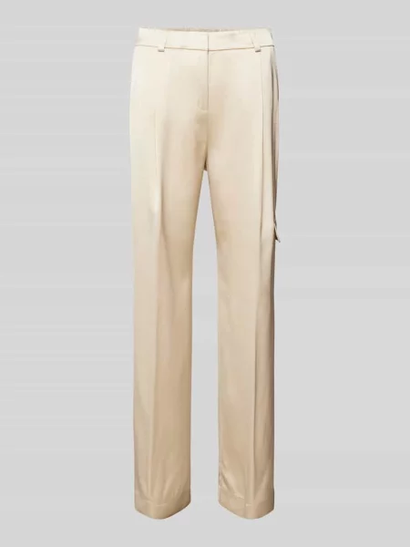 Spodnie o kroju regular fit z zakładkami w pasie i kieszenią cargo Comma