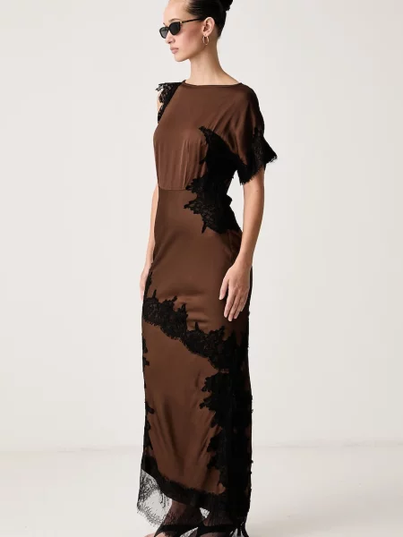 Never Fully Dressed rochie cu vâscoză maro