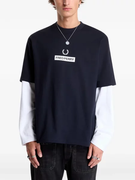 Tricou Fred Perry cu imagine albastru
