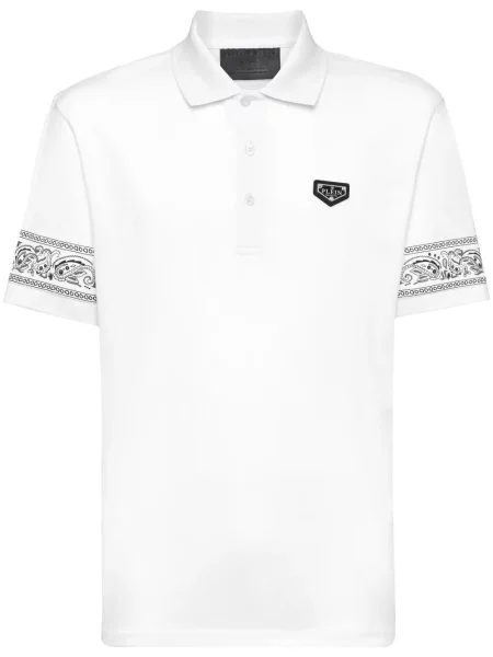 Tricou polo Philipp Plein cu model paisley alb