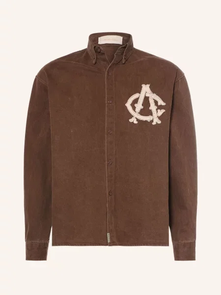 Another Cotton Lab Džínová Košile Slim Fit tmavě hnědá