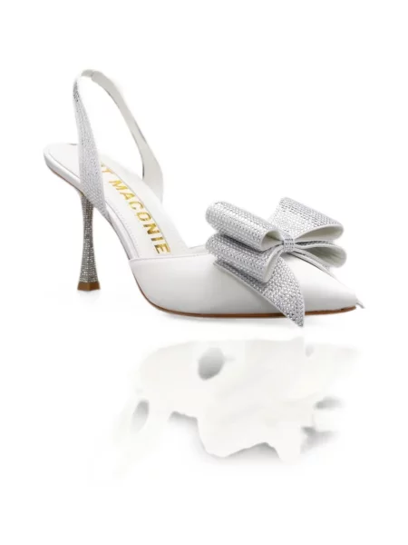Pantofi cu toc Kat Maconie cu funde slingback alb