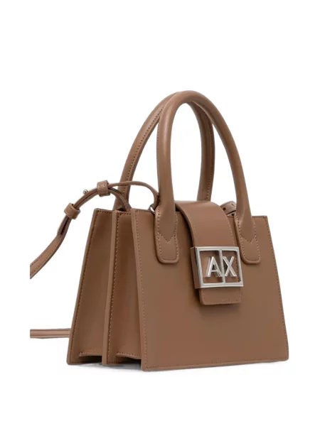 Geantă Armani Exchange cu autograf maro