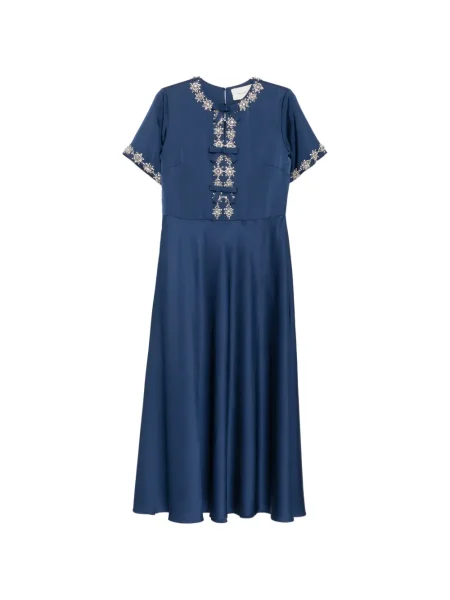 Maksi sukienka maxi Shatha Essa z kryształkami garniturowa niebieska