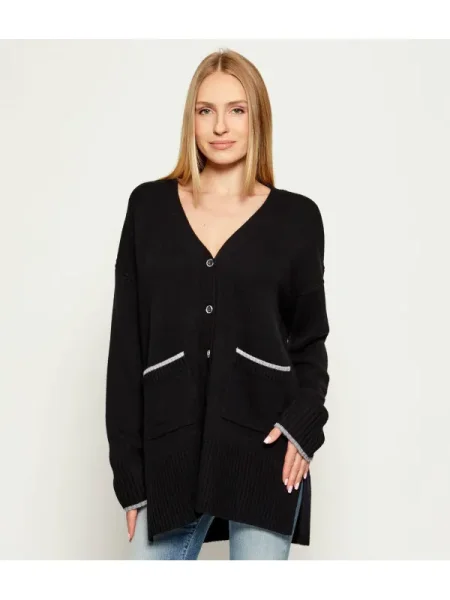 Pinko De lână cardigan TASMANIA | Relaxed fit cu adaos de cașmir negru