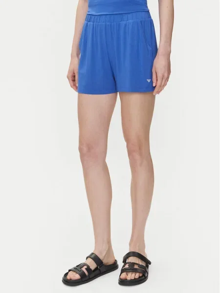 Къс панталон Emporio Armani Underwear лилаво с изчистен дизайн със стандартна талия виолетово