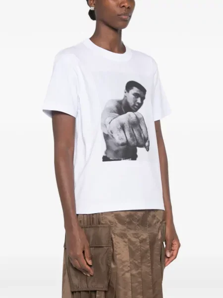 Scurt tricou Sacai cu imagine alb