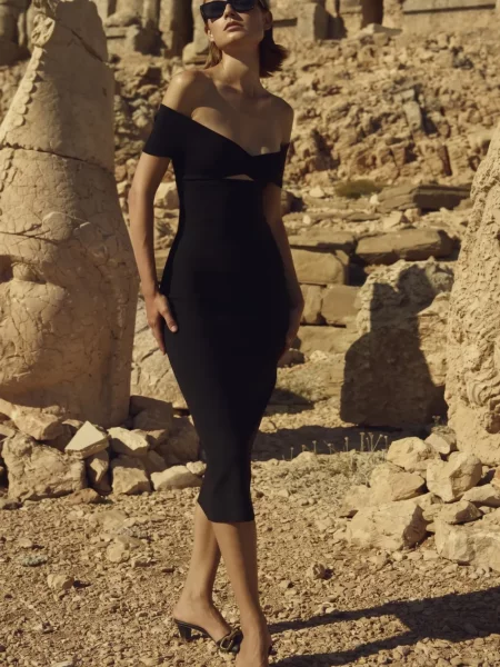 Rochie midi Zeynep Arcay cu volane negru