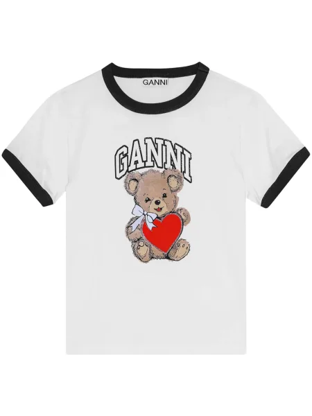 Tricou Ganni cu imagine alb