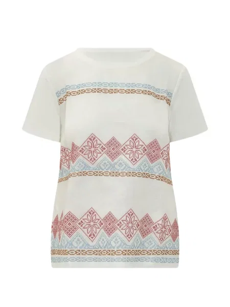 Tricou Weekend Max Mara cu broderie cu imprimeu geometric alb