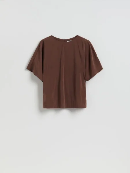 Reserved Tricou cu adaos de modal maro