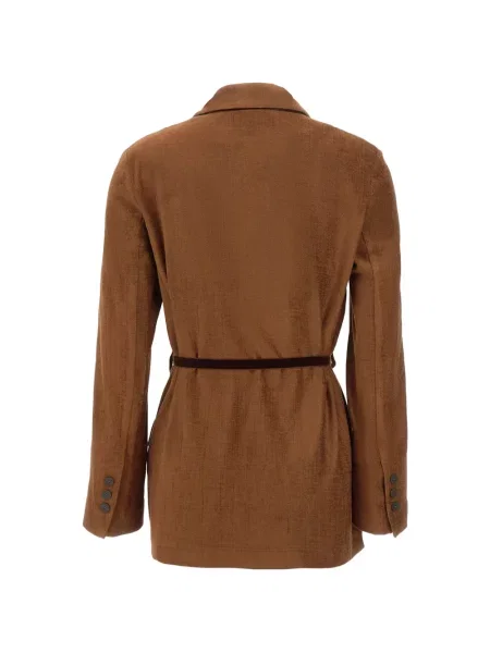 Cu centură sacou Kaos din piele de căprioară maro