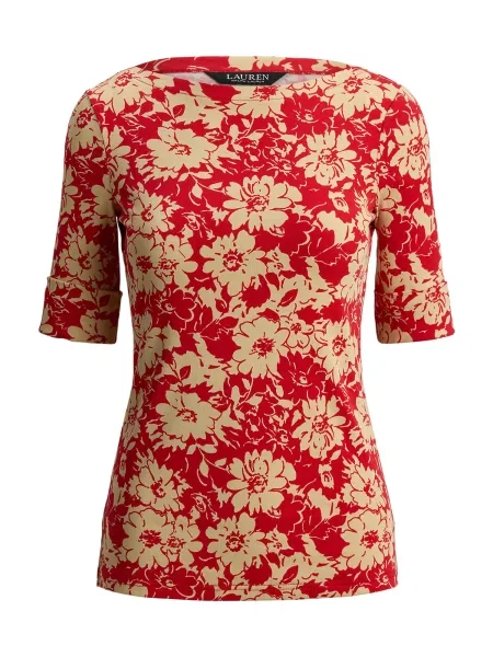 Lauren Ralph Lauren Majica kremna / ognjeno rdeča