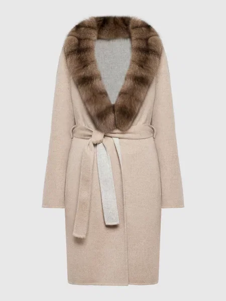 Двостороннє пальто з кашеміру з хутром соболя Fabio Gavazzi коричневе