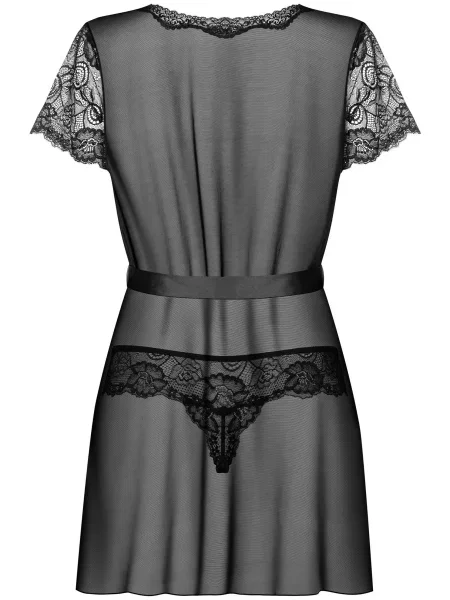Прозрачный пеньюар с трусиками стринг Комплект_Obsessive_Alluria_robe чорна