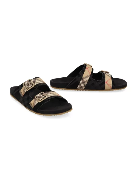 Klapki Burberry w kratę czarne