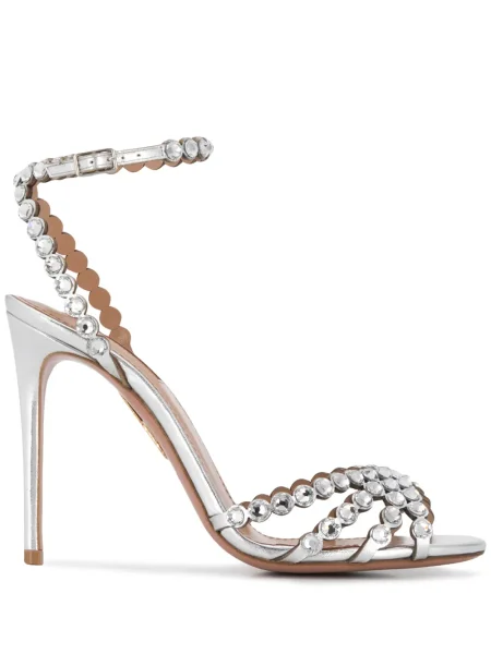 Sandale Aquazzura de cristal argintiu